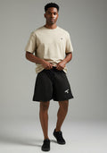 Urban Essentials Set — Beige Tee & Black Shorts
